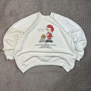 Vintage 1992 Precious Moments Christmas Sweatshirt Tultex White XL Carthage MO